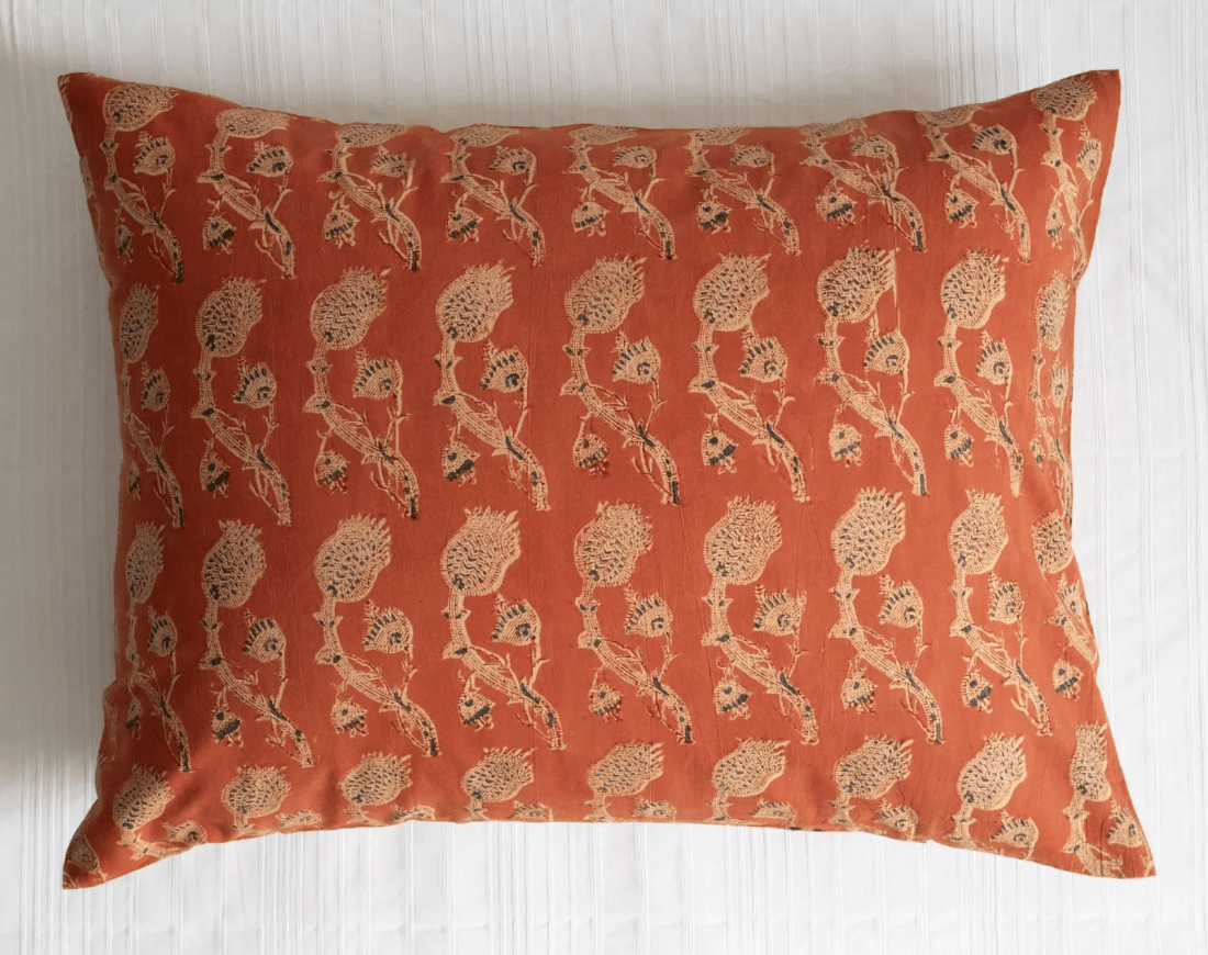 Block Print Pillow Cover | Rupa Saffron