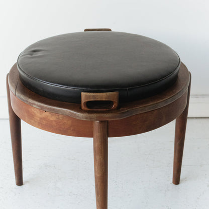 Petite Side Table with Leather Top