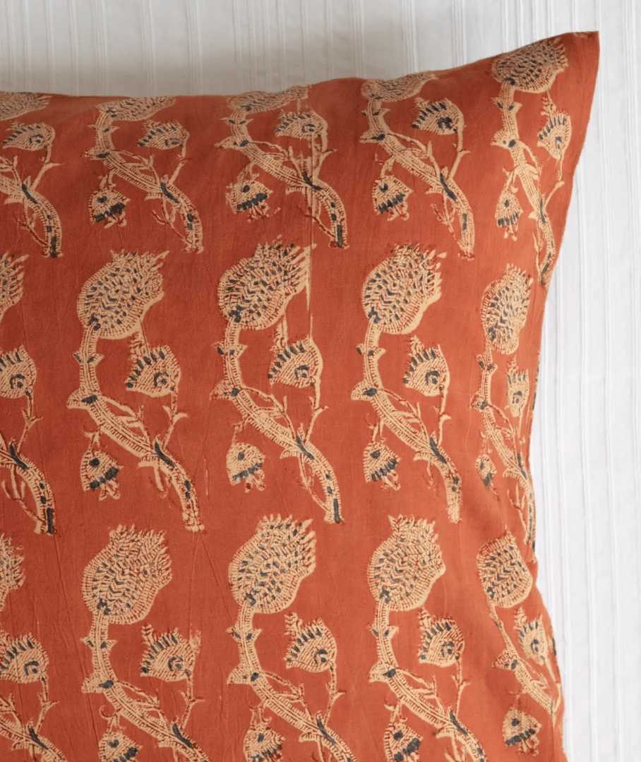 Block Print Pillow Cover | Rupa Saffron