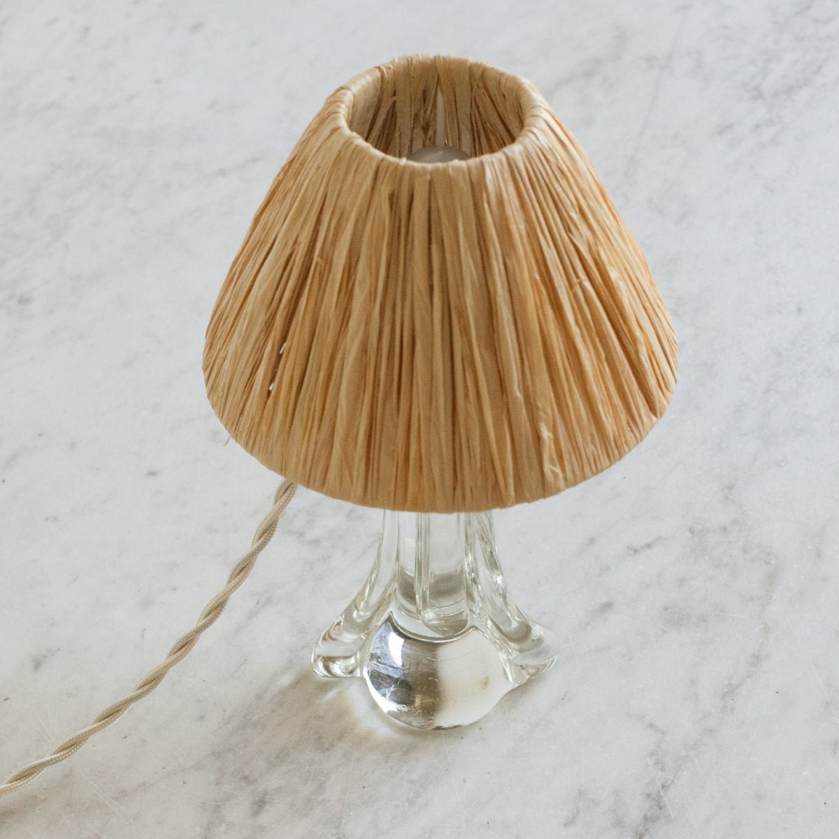 Crystal Accent Lamp with Straw Shade