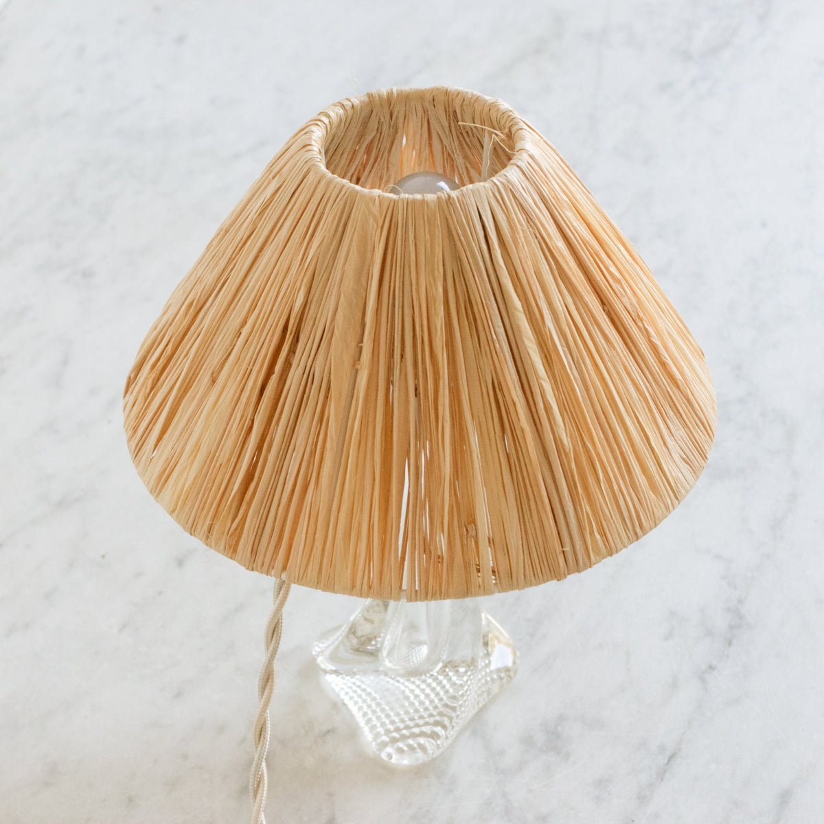 Crystal Accent Lamp with Straw Shade