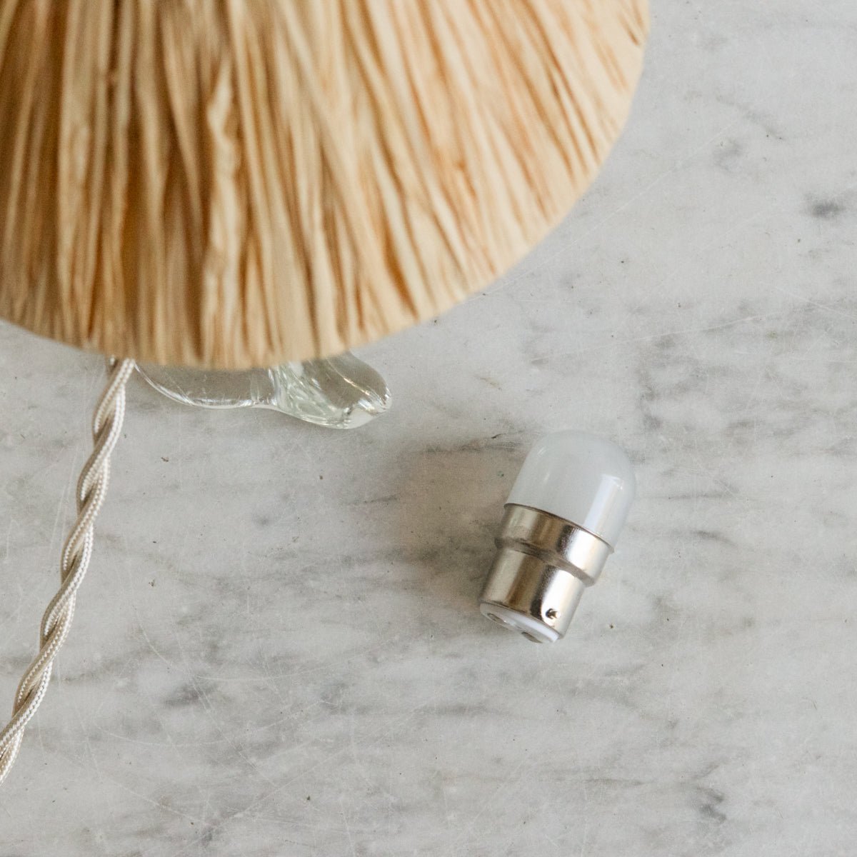 Crystal Accent Lamp with Straw Shade