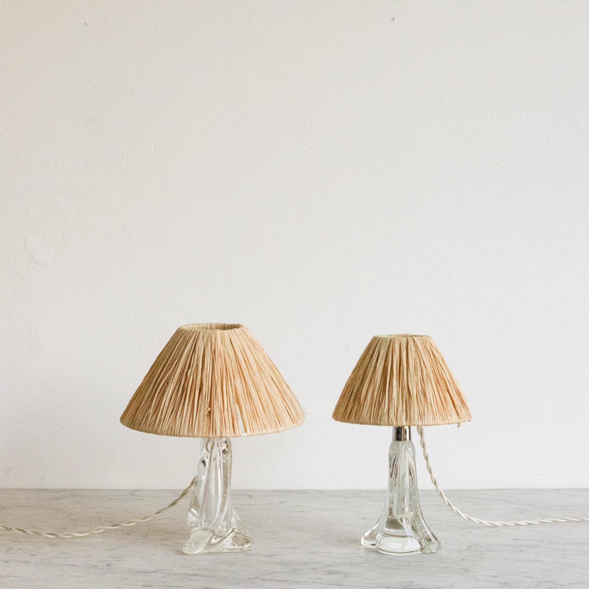 Crystal Accent Lamp with Straw Shade