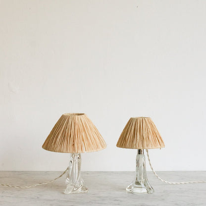 Crystal Accent Lamp with Straw Shade