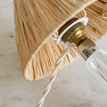 Crystal Accent Lamp with Straw Shade