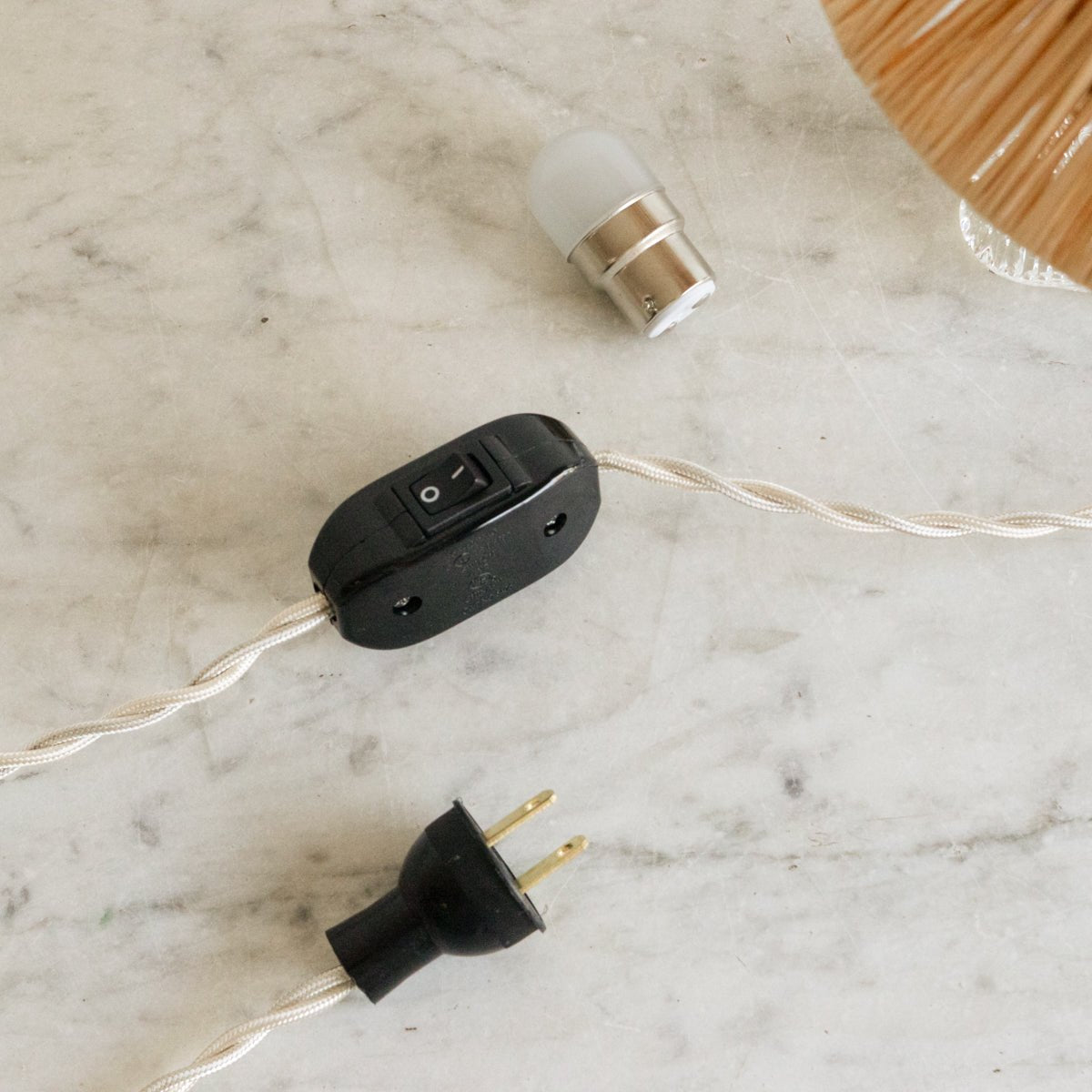 Crystal Accent Lamp with Straw Shade