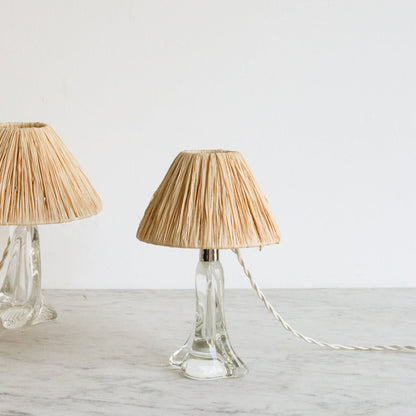 Crystal Accent Lamp with Straw Shade