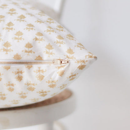 Hand Block Printed Pillow Cover | Juliette Gold