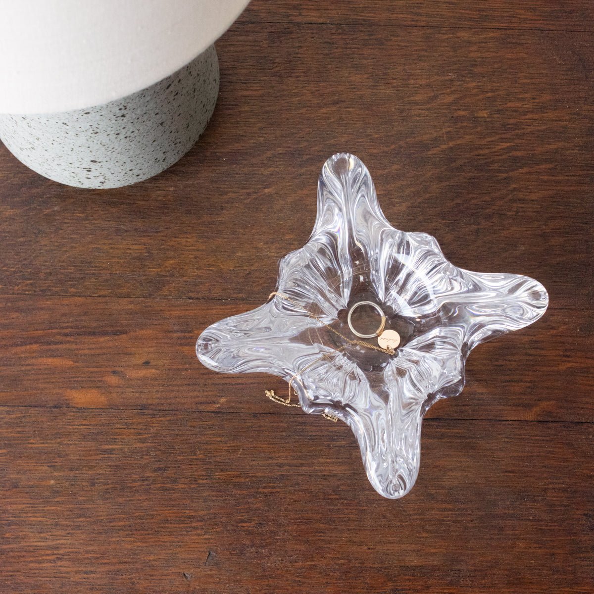 Oak Bistro Table with Brass Stretcher