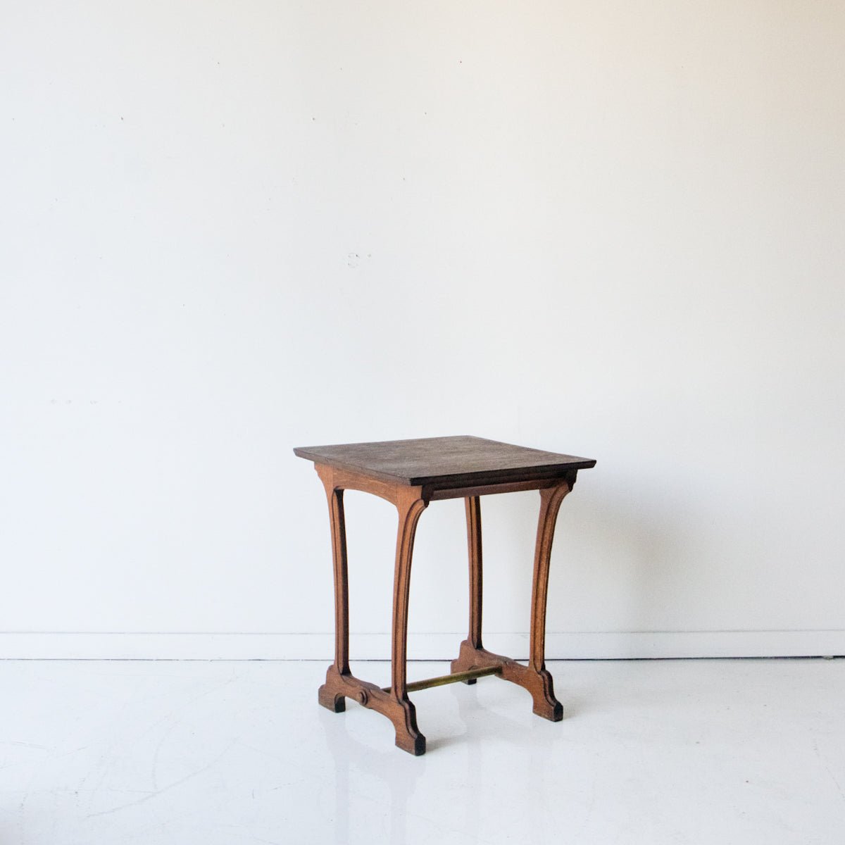 Oak Bistro Table with Brass Stretcher