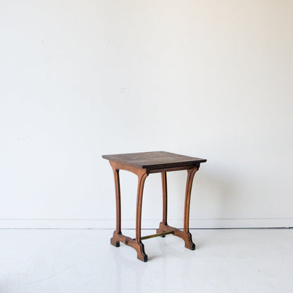 Oak Bistro Table with Brass Stretcher