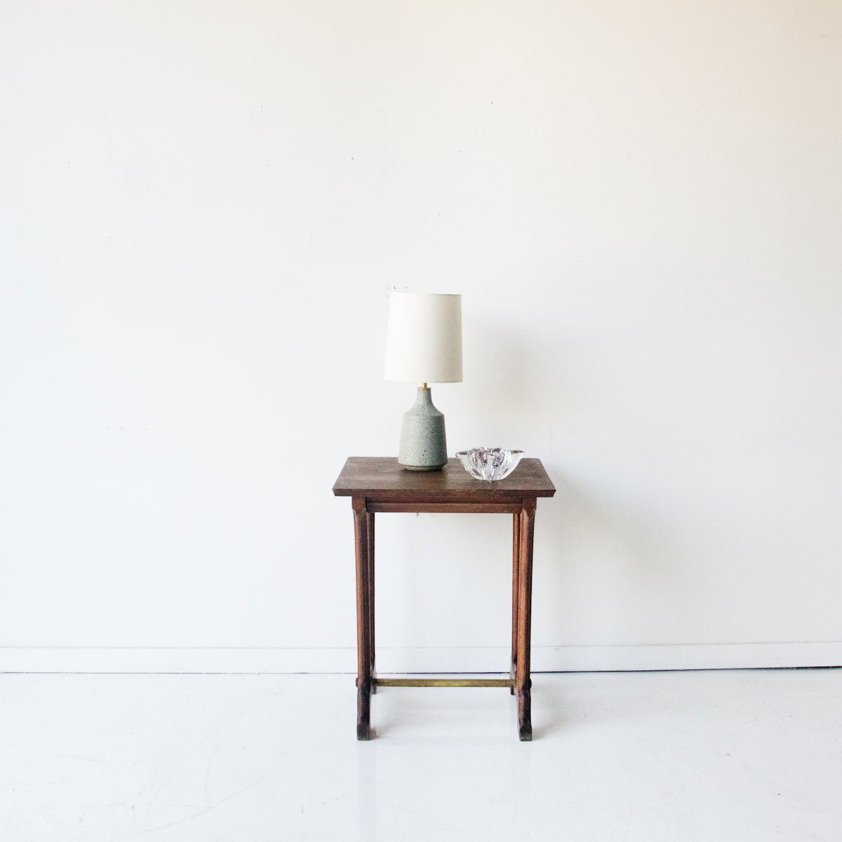 Oak Bistro Table with Brass Stretcher