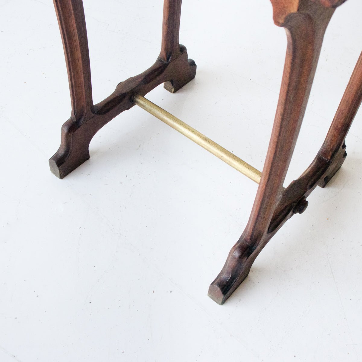 Oak Bistro Table with Brass Stretcher