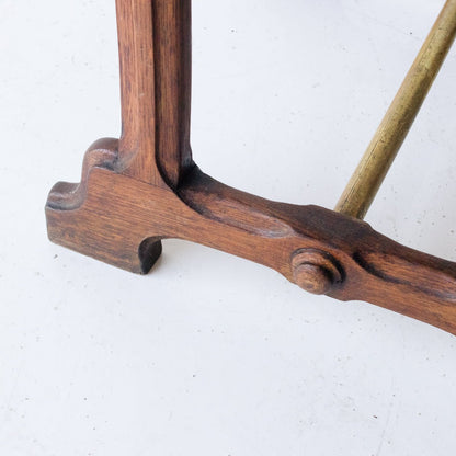 Oak Bistro Table with Brass Stretcher