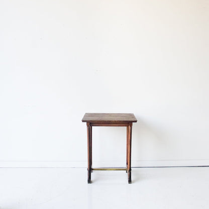 Oak Bistro Table with Brass Stretcher