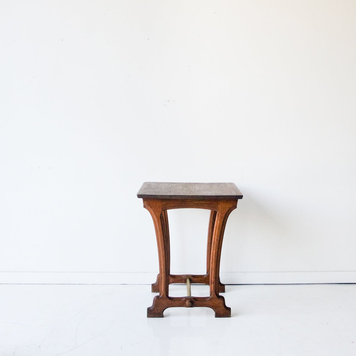 Oak Bistro Table with Brass Stretcher