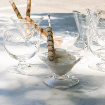 Pair of Vintage Etched Dessert Coupes