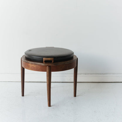 Petite Side Table with Leather Top
