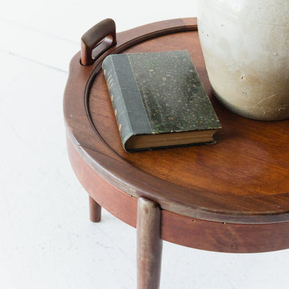 Petite Side Table with Leather Top