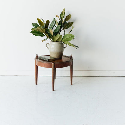 Petite Side Table with Leather Top
