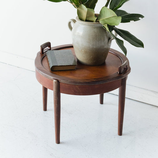 Petite Side Table with Leather Top