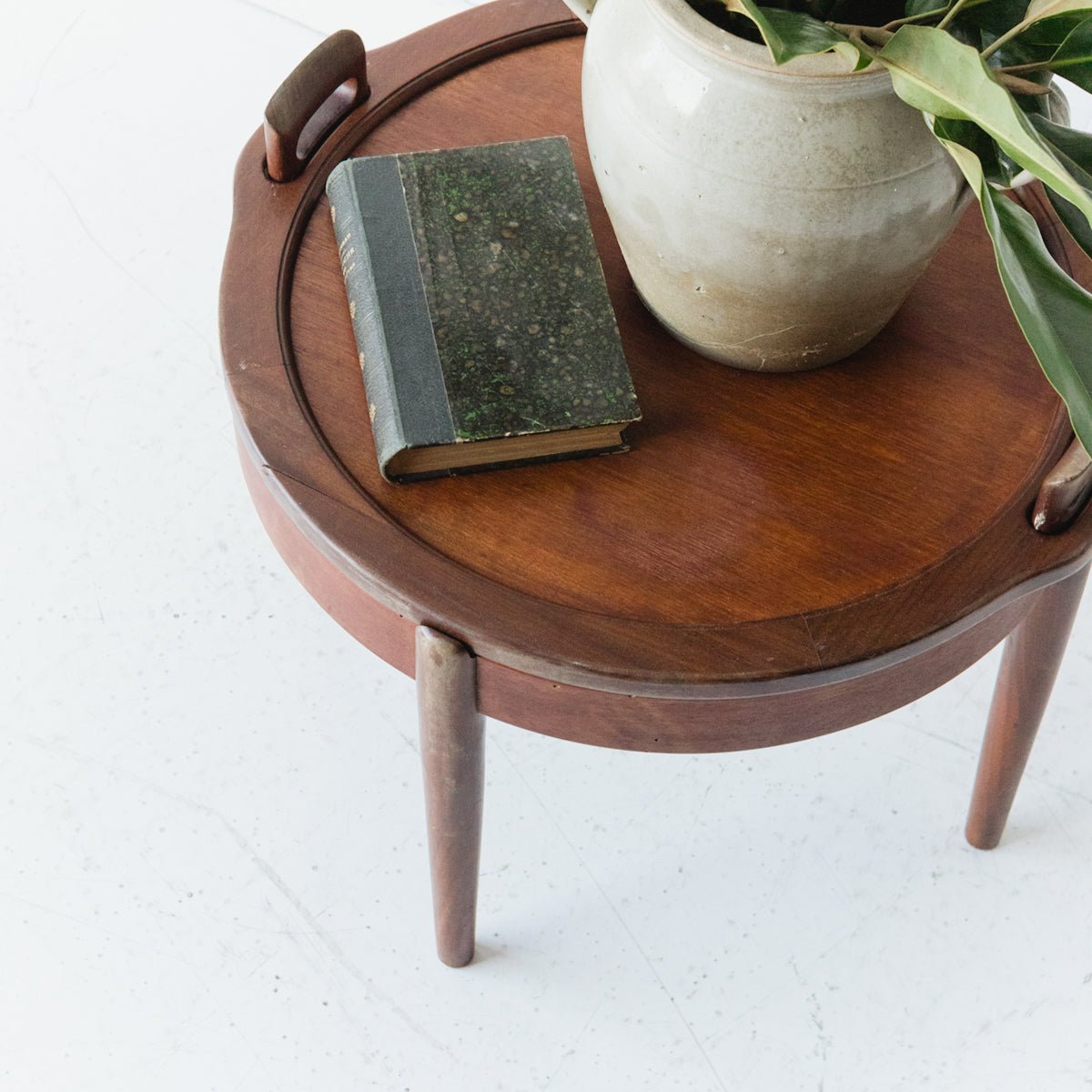 Petite Side Table with Leather Top