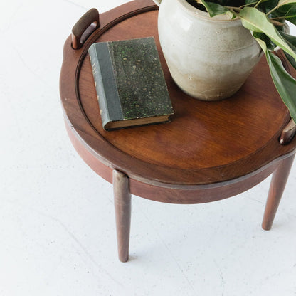 Petite Side Table with Leather Top
