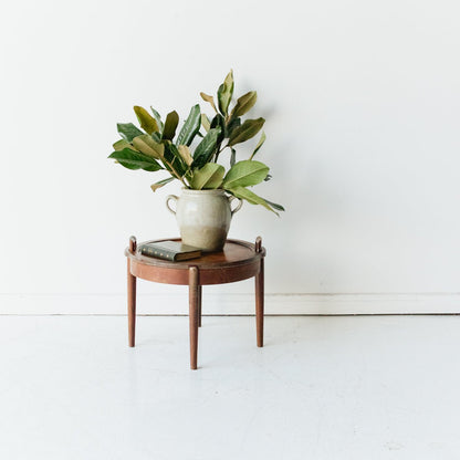 Petite Side Table with Leather Top