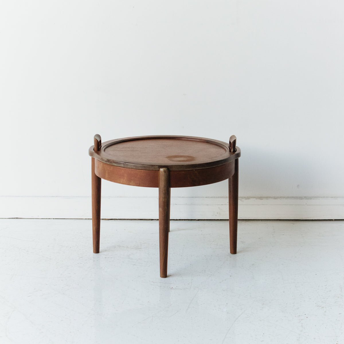 Petite Side Table with Leather Top