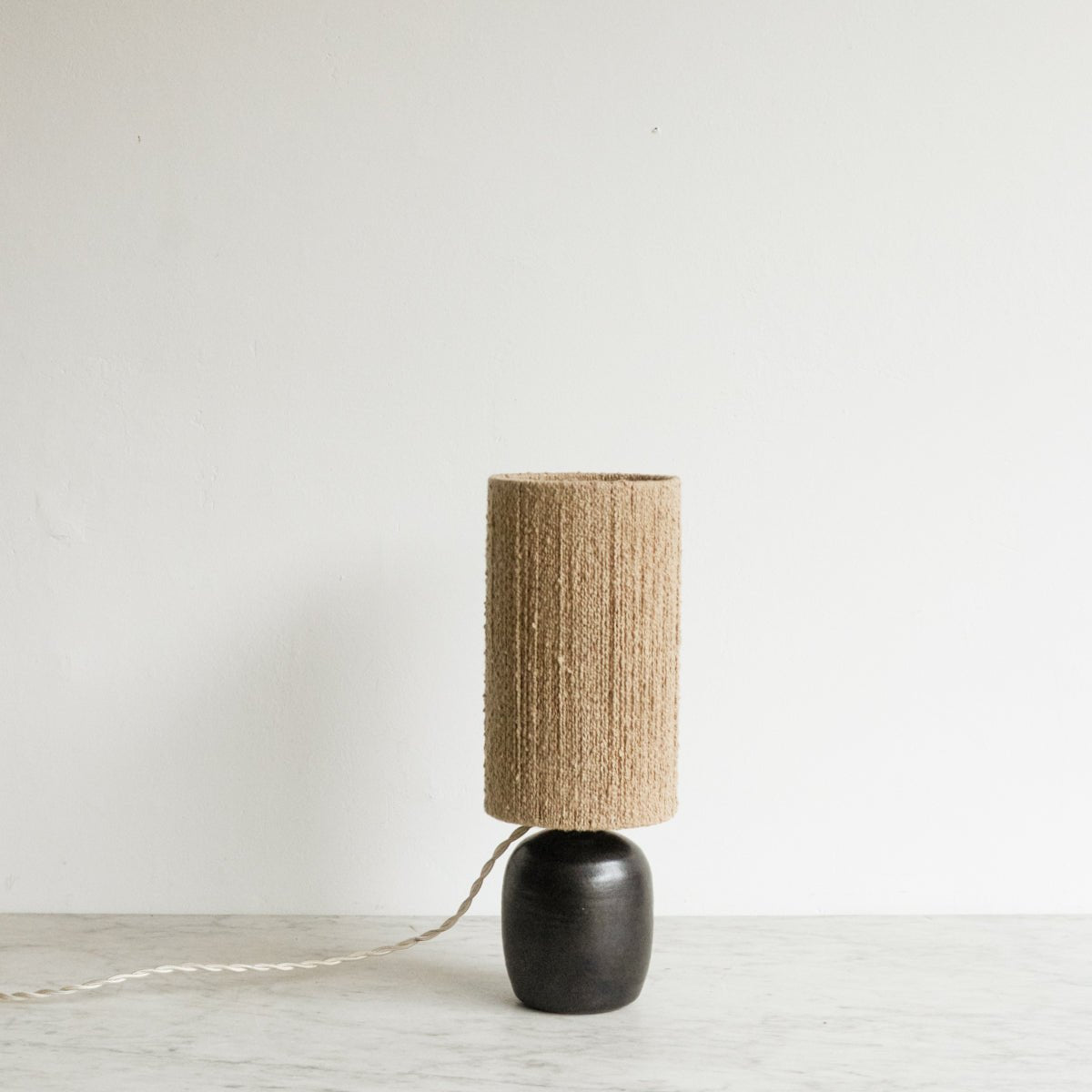 Petite Stoneware Lamp with Hemp Shade