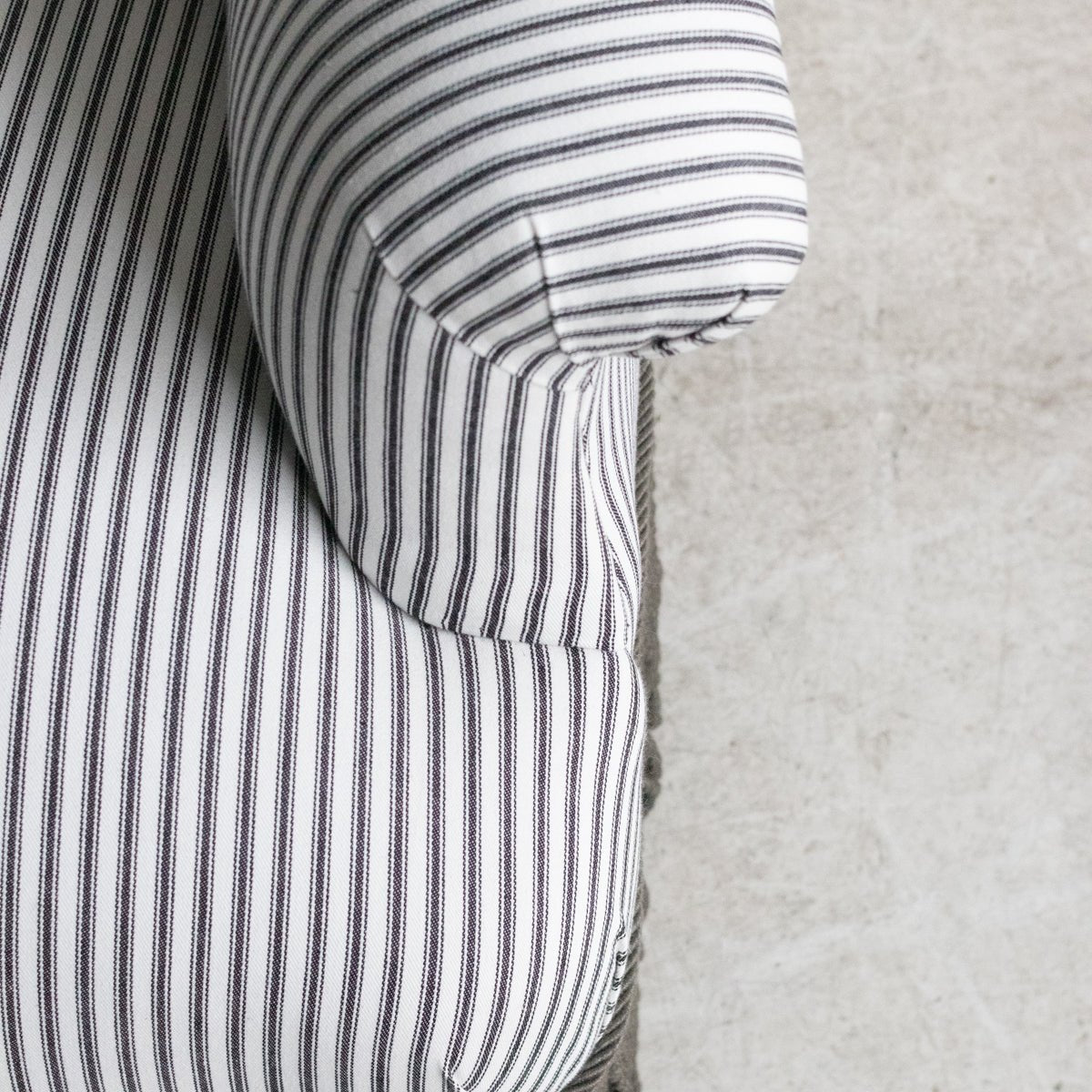 Vintage Crapaud Arm Chair | Ticking Stripe