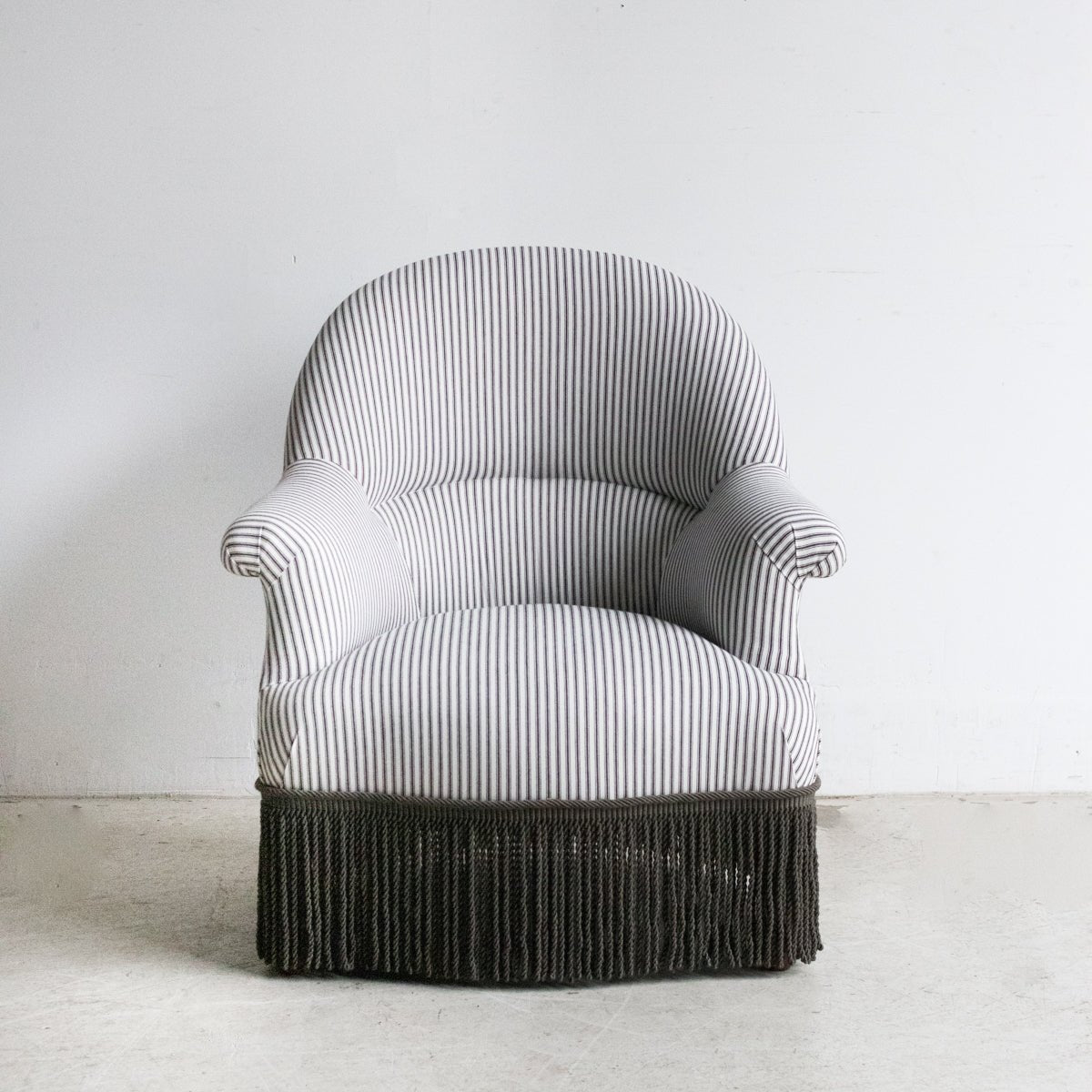 Vintage Crapaud Arm Chair | Ticking Stripe