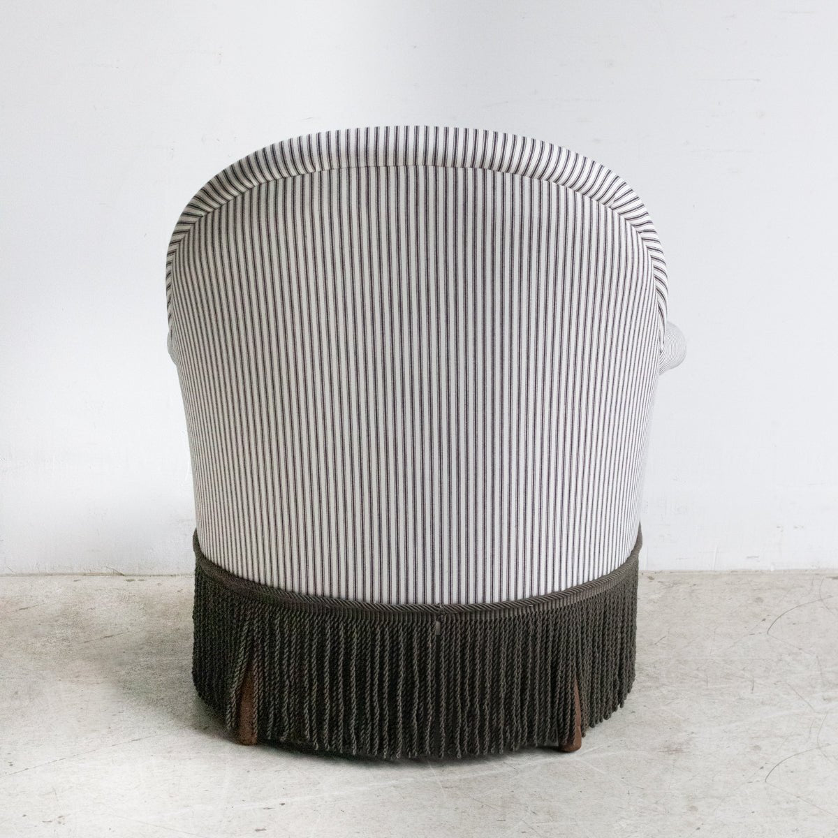 Vintage Crapaud Arm Chair | Ticking Stripe