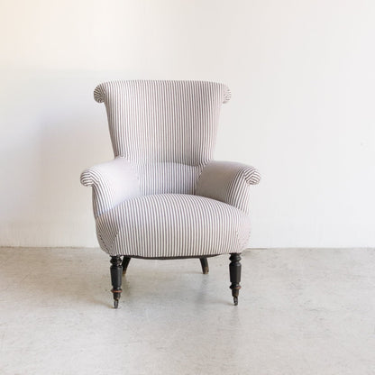Vintage Napoleon Arm Chair | Black Ticking Stripe
