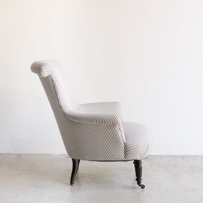 Vintage Napoleon Arm Chair | Black Ticking Stripe